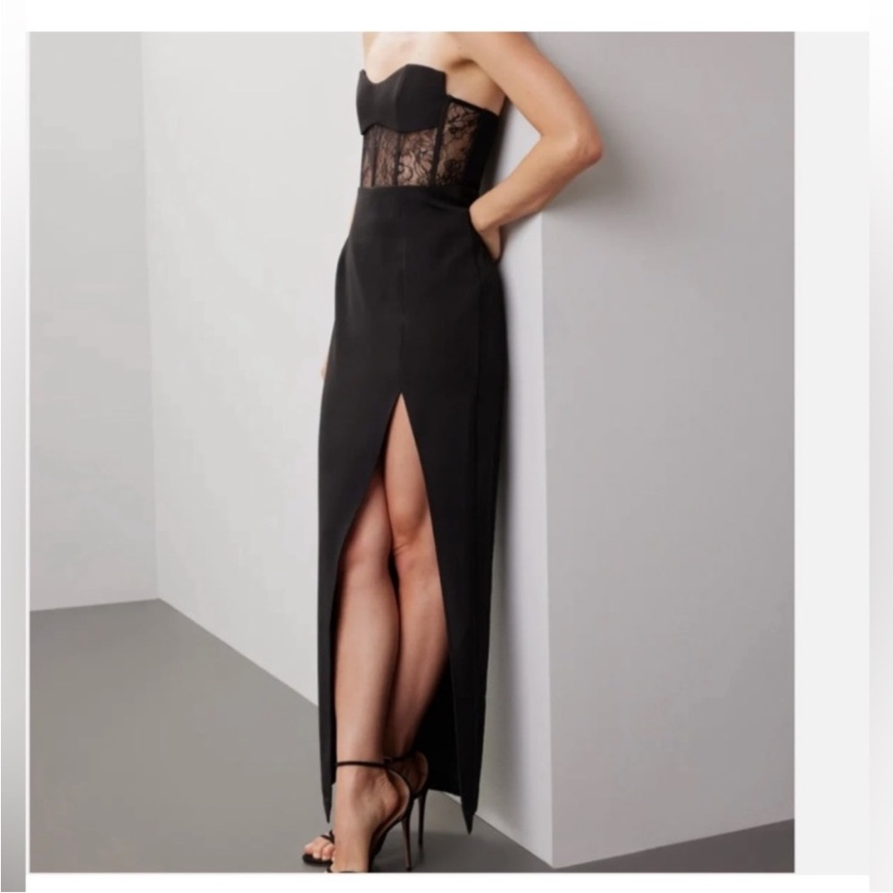 Elegant Black Strapless Lace Dress Size XS - Picture 2 of 12